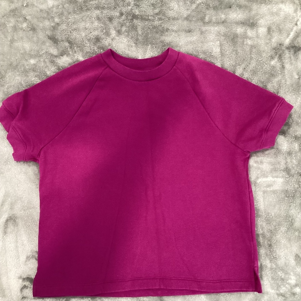 Pink Victoria’s Secret Dark Pink Fleece Cropped Crewneck Sweatshirt